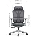 Modern Grey Ergonomic High Back Mesh Office Chair - Adjustable Headrest Lumbar Support Desk Chair For Home Office Lumendat