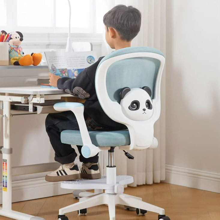 Lumendat Contemporary Creative Kids Square Panda Mesh Fabric PP Hardware Desk Chair Backrest Armrest For Home Office Lumendat