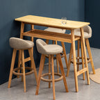 Contemporary Nordic Round Rubber Wood Rotatable Low Back Upholstered Bar Stool Footrest For Dining Room DFM-F