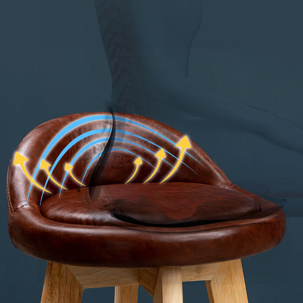 Contemporary Nordic Round Rubber Wood Rotatable Low Back Upholstered Bar Stool Footrest For Dining Room DFM-F