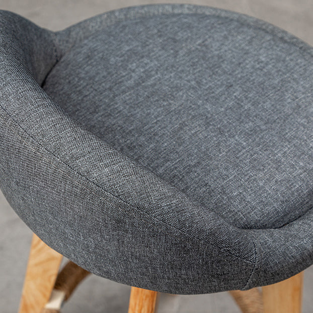 Contemporary Nordic Round Rubber Wood Rotatable Low Back Upholstered Bar Stool Footrest For Dining Room DFM-F