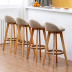 Contemporary Nordic Round Rubber Wood Rotatable Low Back Upholstered Bar Stool Footrest For Dining Room DFM-F