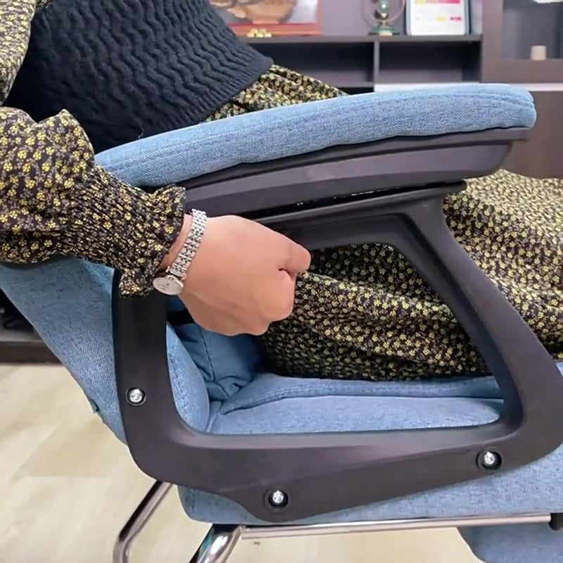 Modern Minimalist Fabric PU Leather Steel Rectangle Bow Desk Chair Backrest Armrest Footrest For Home Office