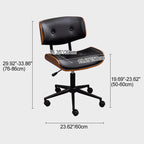 Contemporary Simplicity Curved PU Leather Solid Wood Plywood Height Adjustable Swivel Desk Chair Casters For Home Office DFM-F