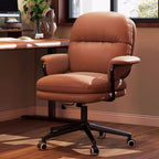 Contemporary Luxury Square Faux Leather Upholstered Height Adjustable Swivel Desk Chair Armrest For Home Office DFM-F