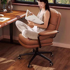 Contemporary Luxury Square Faux Leather Upholstered Height Adjustable Swivel Desk Chair Armrest For Home Office DFM-F
