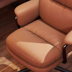 Contemporary Luxury Square Faux Leather Upholstered Height Adjustable Swivel Desk Chair Armrest For Home Office DFM-F
