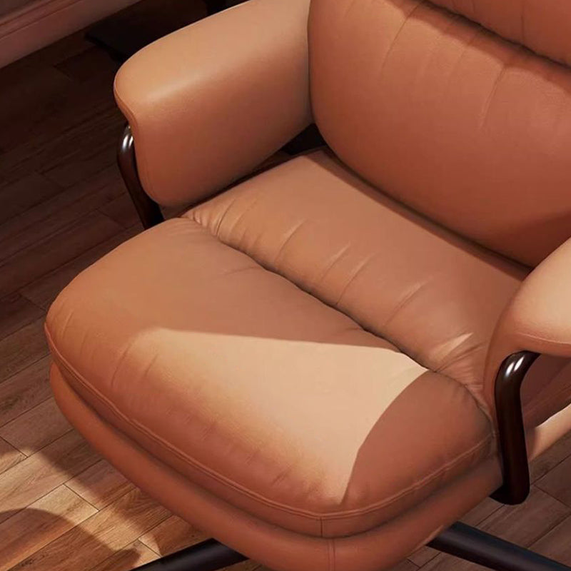 Contemporary Luxury Square Faux Leather Upholstered Height Adjustable Swivel Desk Chair Armrest For Home Office DFM-F