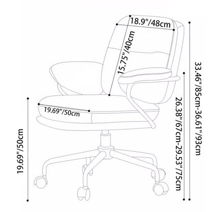 Contemporary Luxury Square Faux Leather Upholstered Height Adjustable Swivel Desk Chair Armrest For Home Office