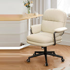 Contemporary Luxury Square Faux Leather Upholstered Height Adjustable Swivel Desk Chair Armrest For Home Office DFM-F