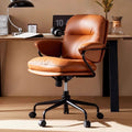 Contemporary Luxury Square Faux Leather Upholstered Height Adjustable Swivel Desk Chair Armrest For Home Office DFM-F
