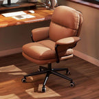 Contemporary Luxury Square Faux Leather Upholstered Height Adjustable Swivel Desk Chair Armrest For Home Office DFM-F