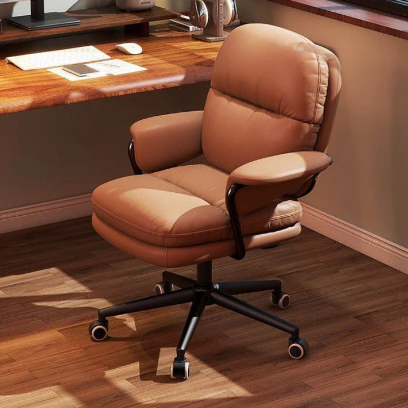 Contemporary Luxury Square Faux Leather Upholstered Height Adjustable Swivel Desk Chair Armrest For Home Office DFM-F