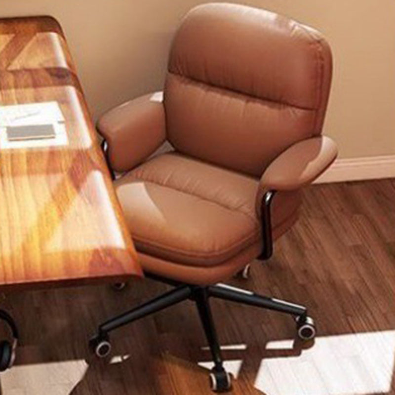 Contemporary Luxury Square Faux Leather Upholstered Height Adjustable Swivel Desk Chair Armrest For Home Office DFM-F