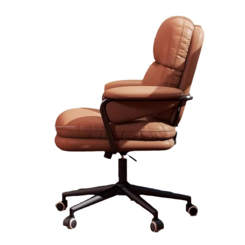 Contemporary Luxury Square Faux Leather Upholstered Height Adjustable Swivel Desk Chair Armrest For Home Office DFM-F