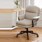 Contemporary Luxury Square Faux Leather Upholstered Height Adjustable Swivel Desk Chair Armrest For Home Office DFM-F