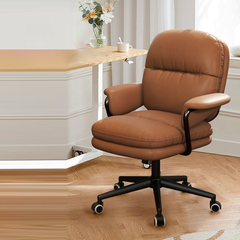 Contemporary Luxury Square Faux Leather Upholstered Height Adjustable Swivel Desk Chair Armrest For Home Office DFM-F