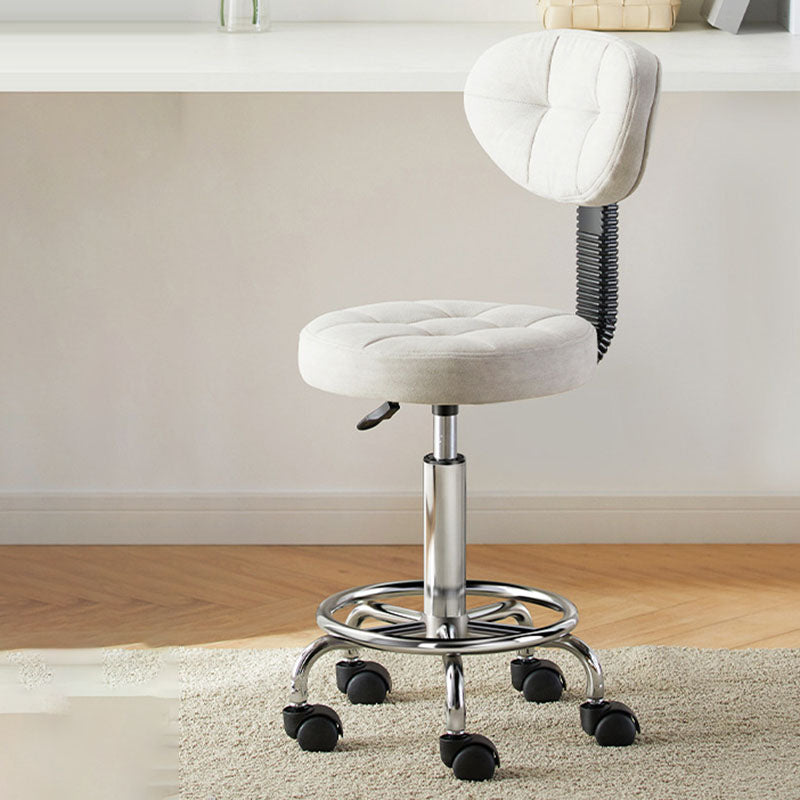 Contemporary Simplicity Round Faux Leather Metal Swivel Height Adjustable Bar Stool Backrest Footrest For Dining Room DFM-F