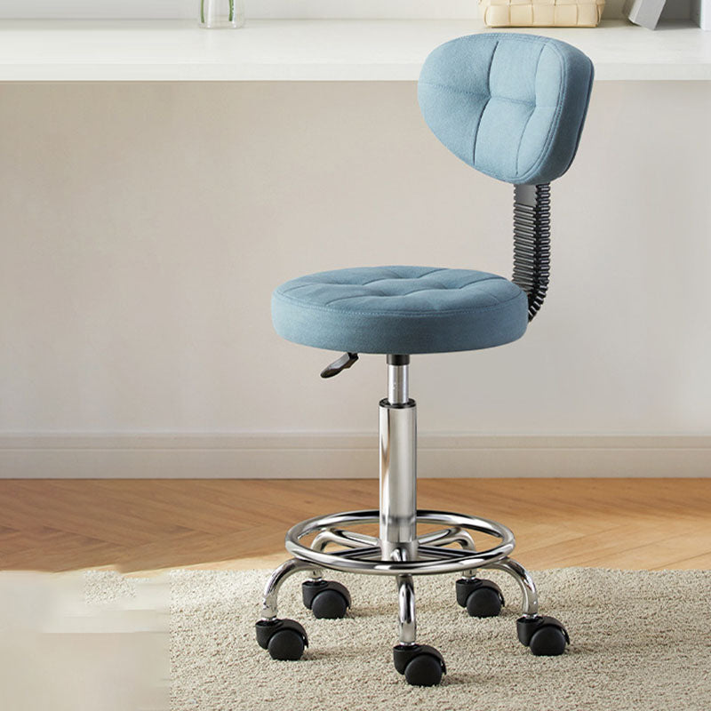 Contemporary Simplicity Round Faux Leather Metal Swivel Height Adjustable Bar Stool Backrest Footrest For Dining Room DFM-F