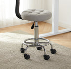 Contemporary Simplicity Round Faux Leather Metal Swivel Height Adjustable Bar Stool Backrest Footrest For Dining Room DFM-F