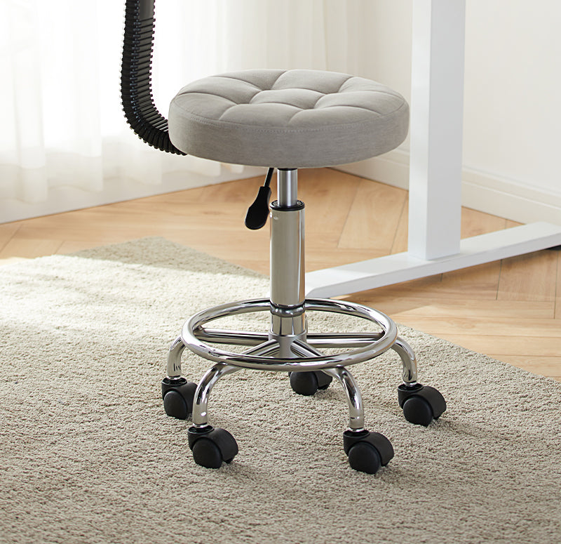 Contemporary Simplicity Round Faux Leather Metal Swivel Height Adjustable Bar Stool Backrest Footrest For Dining Room DFM-F