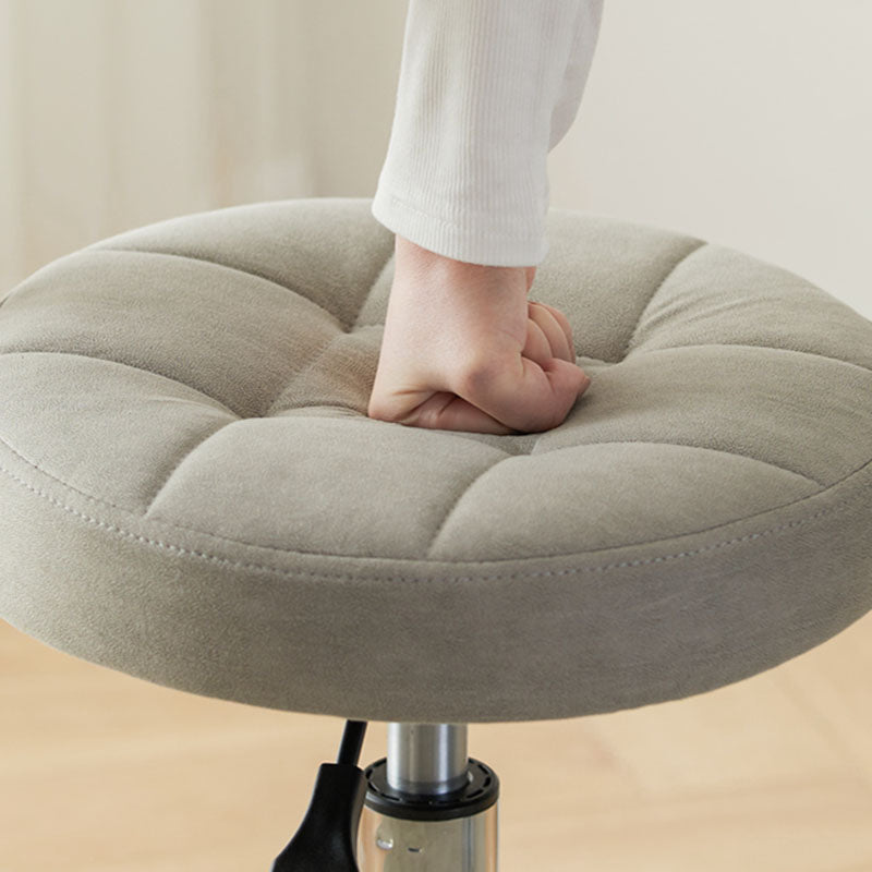 Contemporary Simplicity Round Faux Leather Metal Swivel Height Adjustable Bar Stool Backrest Footrest For Dining Room DFM-F