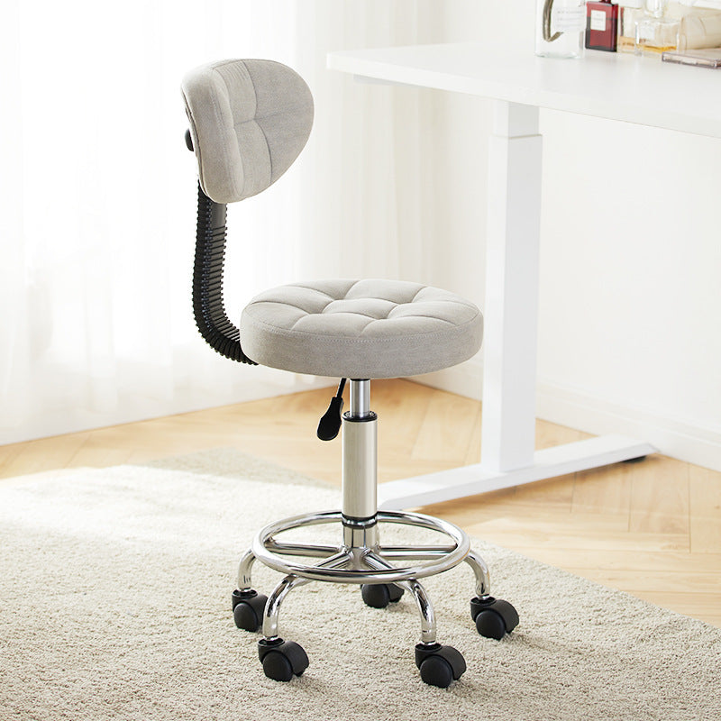 Contemporary Simplicity Round Faux Leather Metal Swivel Height Adjustable Bar Stool Backrest Footrest For Dining Room DFM-F