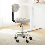 Contemporary Simplicity Round Faux Leather Metal Swivel Height Adjustable Bar Stool Backrest Footrest For Dining Room DFM-F