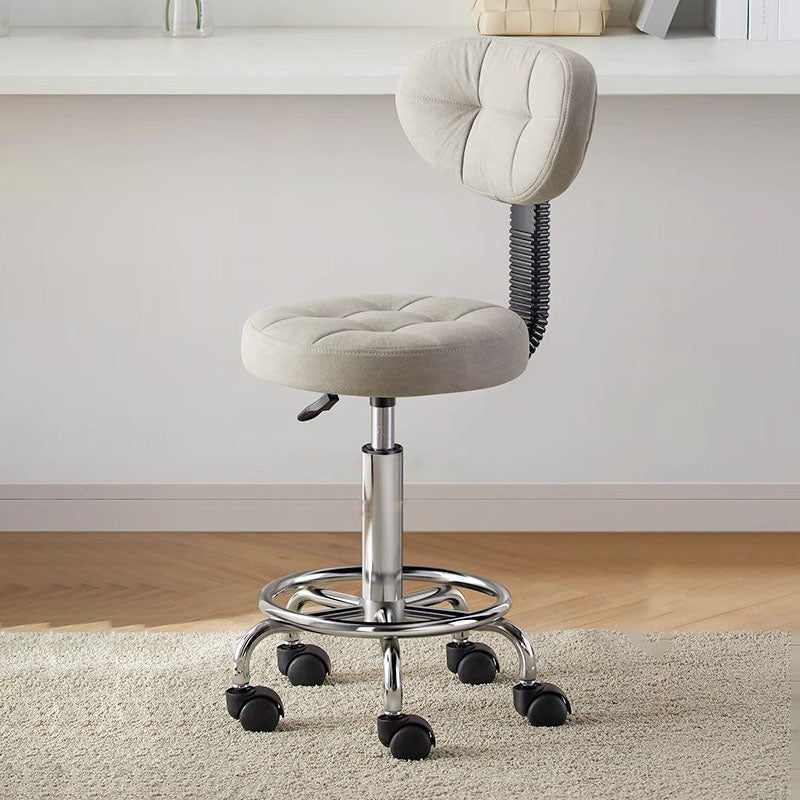 Contemporary Simplicity Round Faux Leather Metal Swivel Height Adjustable Bar Stool Backrest Footrest For Dining Room DFM-F