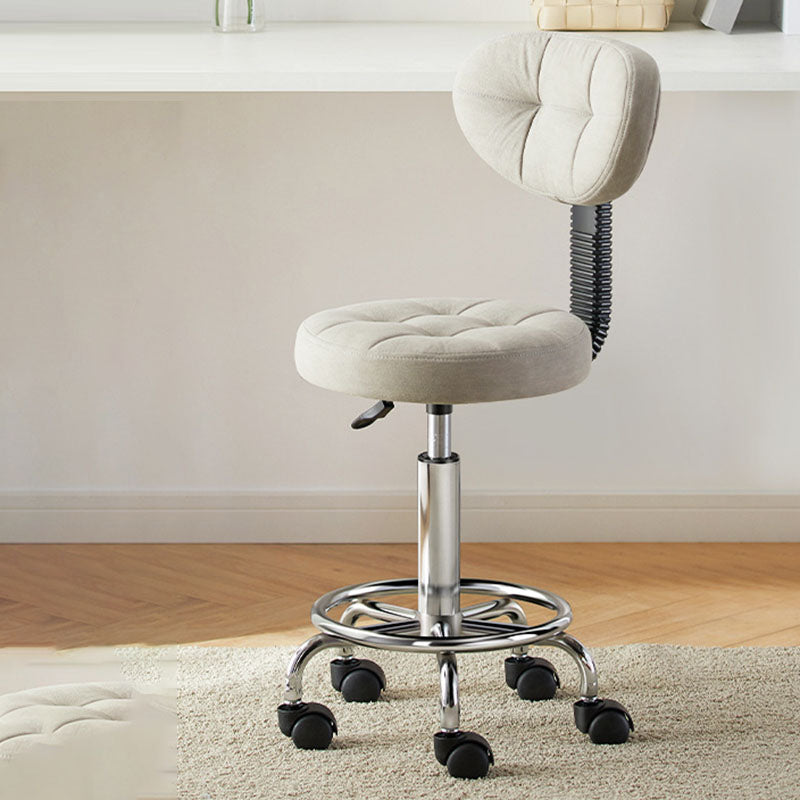 Contemporary Simplicity Round Faux Leather Metal Swivel Height Adjustable Bar Stool Backrest Footrest For Dining Room DFM-F