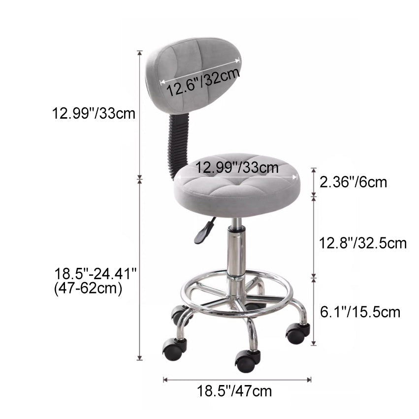 Contemporary Simplicity Round Faux Leather Metal Swivel Height Adjustable Bar Stool Backrest Footrest For Dining Room DFM-F