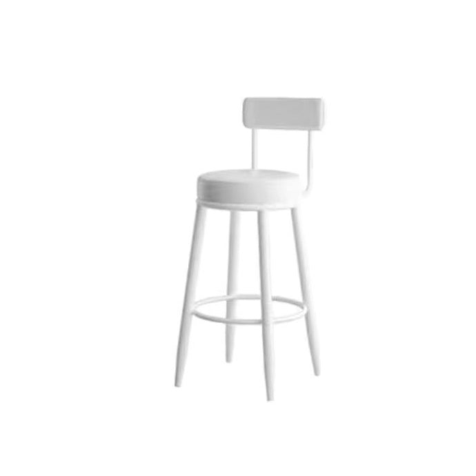 Contemporary Nordic Round PU Leather Microfiber Leather Genuine Leather Better Material Genuine Leather Upholstered Iron Bar Stool Backrest Footrest For Dining Room DFM-F