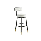 Contemporary Nordic Round PU Leather Microfiber Leather Genuine Leather Better Material Genuine Leather Upholstered Iron Bar Stool Backrest Footrest For Dining Room DFM-F