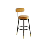 Contemporary Nordic Round PU Leather Microfiber Leather Genuine Leather Better Material Genuine Leather Upholstered Iron Bar Stool Backrest Footrest For Dining Room DFM-F