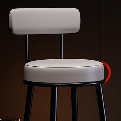 Contemporary Nordic Round PU Leather Microfiber Leather Genuine Leather Better Material Genuine Leather Upholstered Iron Bar Stool Backrest Footrest For Dining Room DFM-F