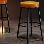 Contemporary Nordic Round PU Leather Microfiber Leather Genuine Leather Better Material Genuine Leather Upholstered Iron Bar Stool Backrest Footrest For Dining Room DFM-F