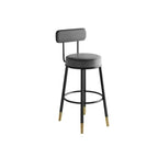 Contemporary Nordic Round PU Leather Microfiber Leather Genuine Leather Better Material Genuine Leather Upholstered Iron Bar Stool Backrest Footrest For Dining Room DFM-F