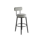 Contemporary Nordic Round PU Leather Microfiber Leather Genuine Leather Better Material Genuine Leather Upholstered Iron Bar Stool Backrest Footrest For Dining Room DFM-F