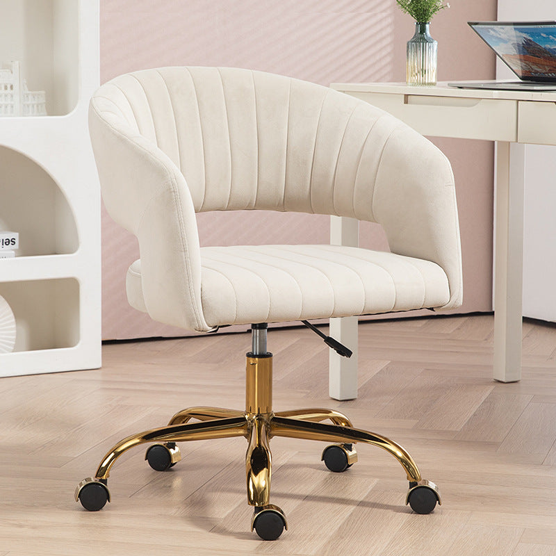 Contemporary Scandinavian Liftable Swivel Curved Square Metal Hemp Velvet Desk Chair Backrest Armrest For Home Office DFM-F