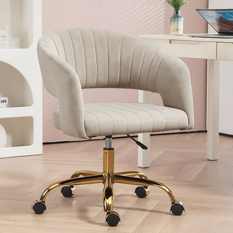 Contemporary Scandinavian Liftable Swivel Curved Square Metal Hemp Velvet Desk Chair Backrest Armrest For Home Office DFM-F
