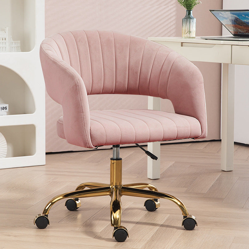 Contemporary Scandinavian Liftable Swivel Curved Square Metal Hemp Velvet Desk Chair Backrest Armrest For Home Office DFM-F