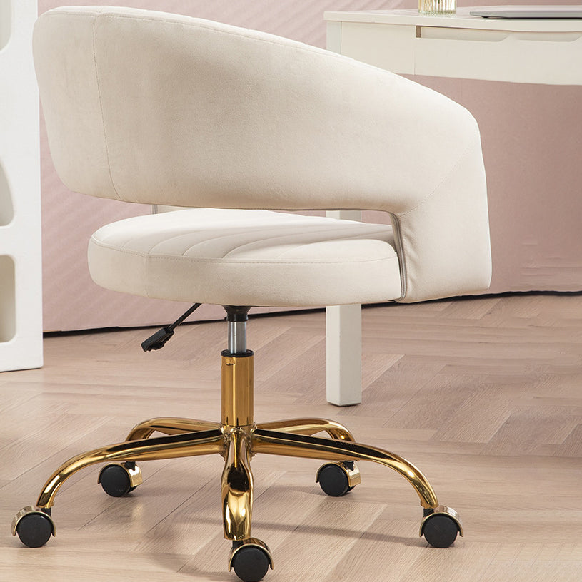 Contemporary Scandinavian Liftable Swivel Curved Square Metal Hemp Velvet Desk Chair Backrest Armrest For Home Office DFM-F