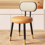 Contemporary Nordic Round Rectangular Carbon Steel Faux Nappa Leather Dining Chair Backrest For Dining Room DFM-F