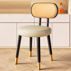 Contemporary Nordic Round Rectangular Carbon Steel Faux Nappa Leather Dining Chair Backrest For Dining Room DFM-F