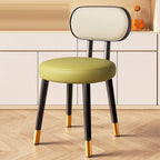 Contemporary Nordic Round Rectangular Carbon Steel Faux Nappa Leather Dining Chair Backrest For Dining Room DFM-F