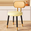 Contemporary Nordic Round Rectangular Carbon Steel Faux Nappa Leather Dining Chair Backrest For Dining Room DFM-F