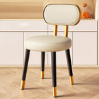 Contemporary Nordic Round Rectangular Carbon Steel Faux Nappa Leather Dining Chair Backrest For Dining Room DFM-F