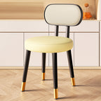 Contemporary Nordic Round Rectangular Carbon Steel Faux Nappa Leather Dining Chair Backrest For Dining Room DFM-F
