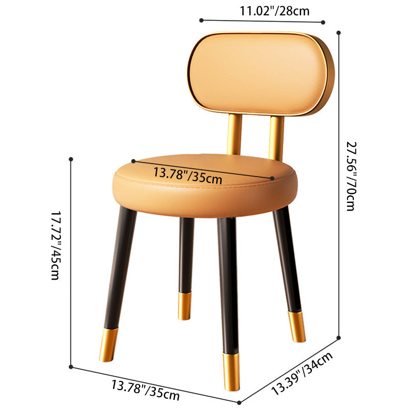 Contemporary Nordic Round Rectangular Carbon Steel Faux Nappa Leather Dining Chair Backrest For Dining Room DFM-F