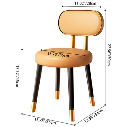 Contemporary Nordic Round Rectangular Carbon Steel Faux Nappa Leather Dining Chair Backrest For Dining Room